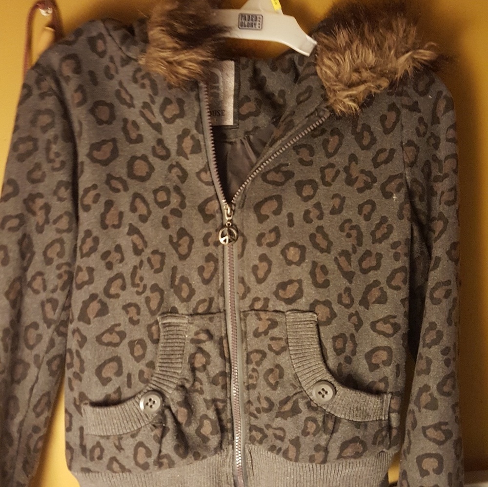 Dollhouse winter zip-up coat with fur lined Hood